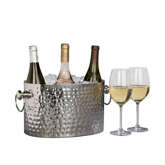 Silver-Stainless Artisan Handcrafted 3-Bottle Wine & Champagne Chiller