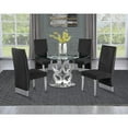 thumbnail image 1 of Silver Stainless Steel 5 Piece Dining Set with Round Clear Glass Table, 1 of 3