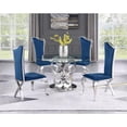 thumbnail image 1 of Silver Stainless Steel 5 Piece Dining Set with Round Clear Glass Table, 1 of 4
