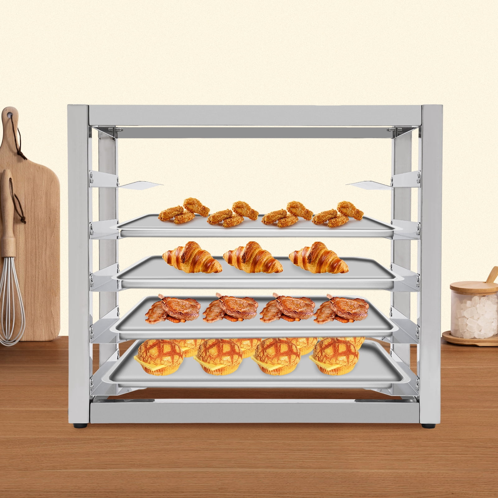 Silver Stainless Steel 53.4*33.1*46.5cm Five-Layer Baking Tray Rack ...