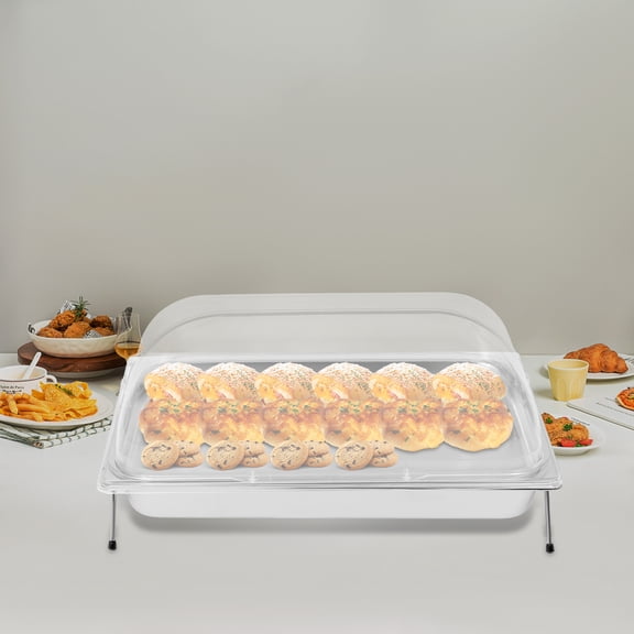 Silver Stainless Steel 53.5x33cm Chilled Display Table With Ice Box And Cold Food Tray With Dust Cover Display Tray