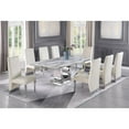 thumbnail image 1 of Silver Stainless Steel 9 Piece Dining Set with Marble Table and Cream Chairs, 1 of 4