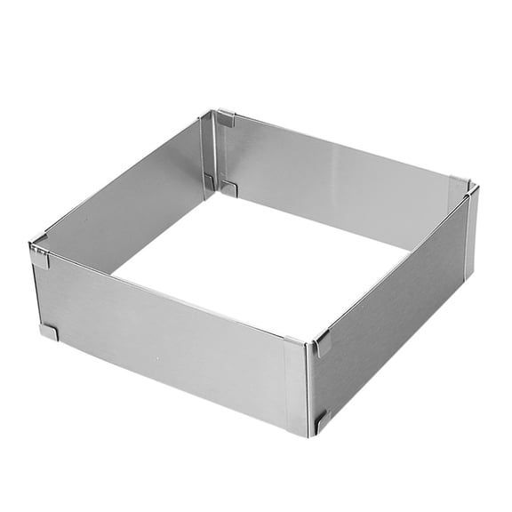 Silver Stainless Steel Adjustable Cake Ring Mold, One Size, Square Mousse Ring for Baking & Kitchen (1pc)