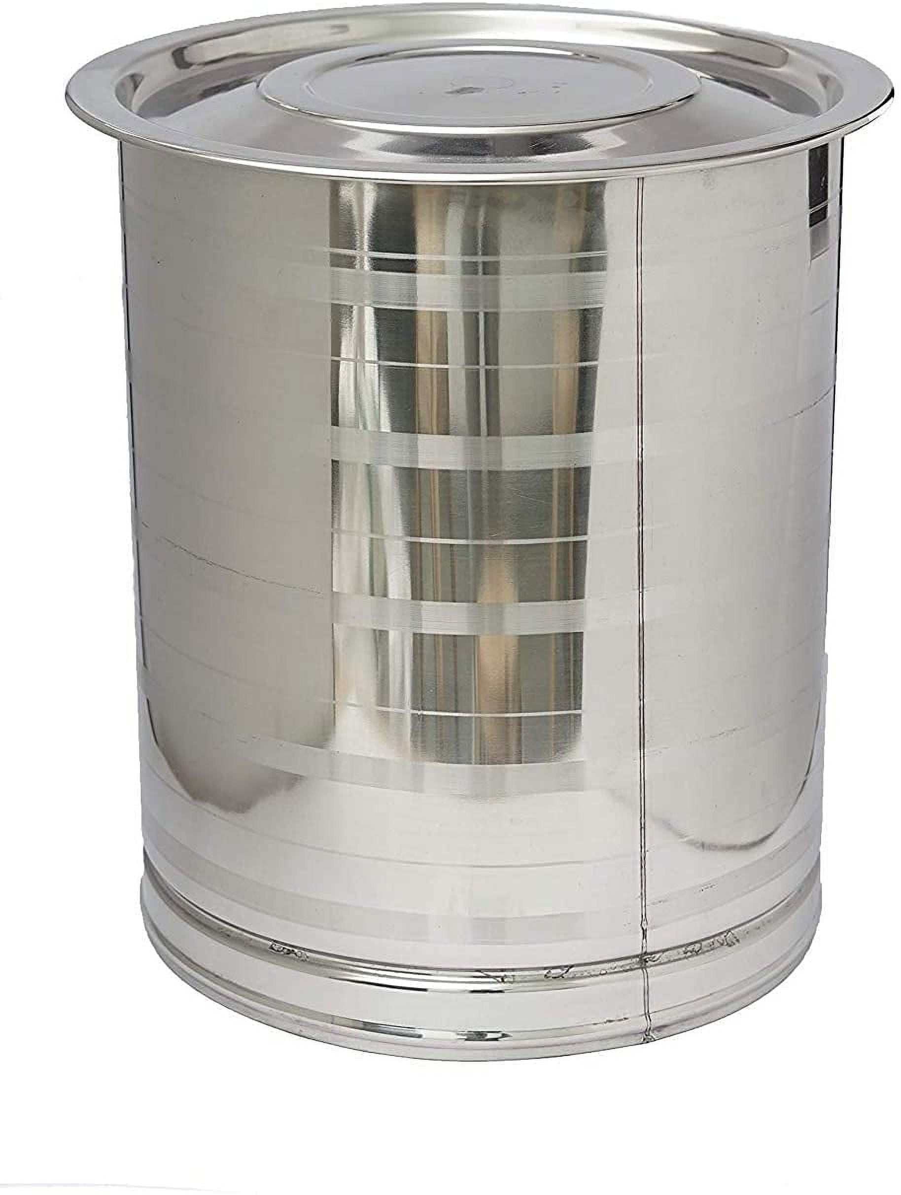 Silver Stainless Steel Corrosion Resistant Drum For Storing Water Or Any Item 30 Liters - Heavy Grade Steel & Leak Proof