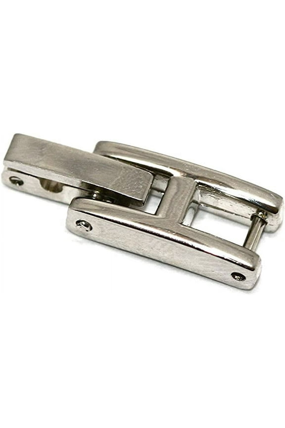 Silver Stainless Steel FOLD Over Buckle Clasp Womens Watch Bracelet Extender Link 7mm Wide in Back and The Tongue is 3mm Wide