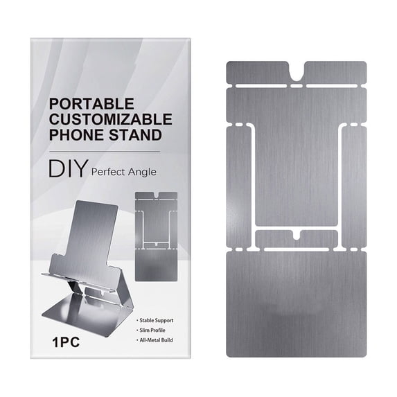 Silver Stainless Steel Foldable Phone Support Holder, Portable Phone Support With Adjustable Desktop Watching Phone Support