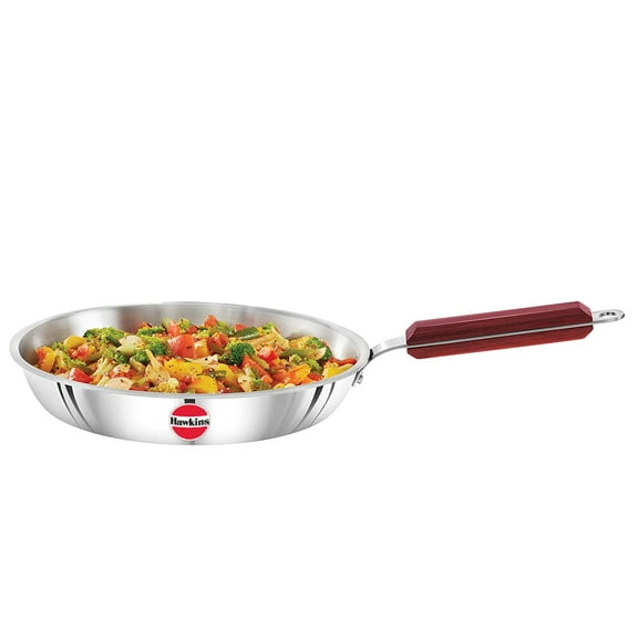 Silver Stainless Steel Frying Pan 24 Cm | Triply Stainless Steel Fry Pan, Induction Frying Pan (SSF24)