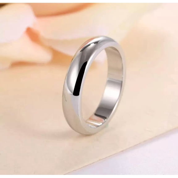 Silver Stainless Steel Plain Band Ring, Size 10, 4mm Z734