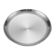 Silver Stainless Steel Plate, Round Metal Dinner Plates, Kitchenware Dinner Dishes Serving Tray, Large Camping Plates, for BBQ, Snack, Food Serving, Dishwasher Safe