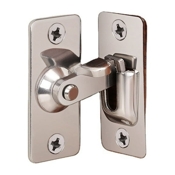 Silver Stainless Steel Right Angle Hook Lock, 90 Degree Latch for Sliding Barn Doors, Rustproof Hardware for Cabinet Gate, 1Pcs