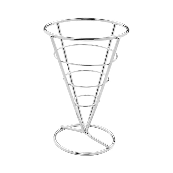 Restaurantware-4 x 5.5 Inch French Fries Stand, 1 Fry Stand - Heavy-Duty, Dishwashable, Silver Stainless Steel Cone Holder, For Snacks, Appetizers, Or Desserts