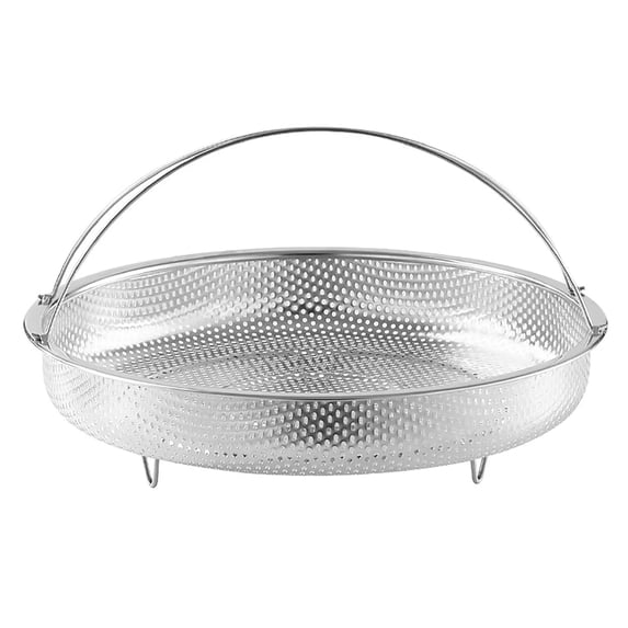 Silver Stainless Steel Steamer Basket with Foldable Handles - Collapsible Insert Pot for Vegetables Dumplings Fish Seafood Quick Cooking, 1Pcs