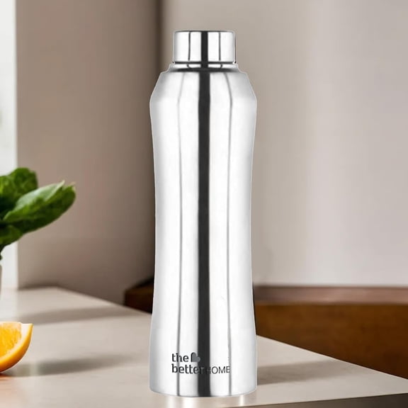 Silver Stainless Steel Water Bottle 1 Liter | Water Bottle For School, Office & Home | Leakproof, BPA Free | Gym Water Bottle | Aesthetic Water Bottle