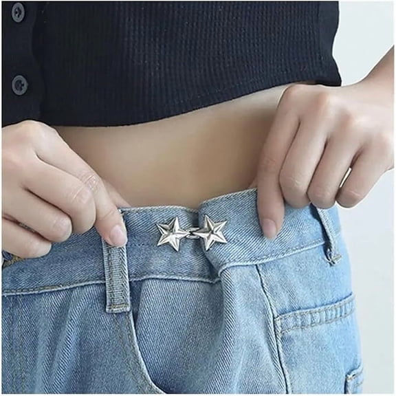 Silver Star Adjustable Waistband Belt for Jeans Pants Plus Size Crop Tuck Band Halloween Christmas Gift