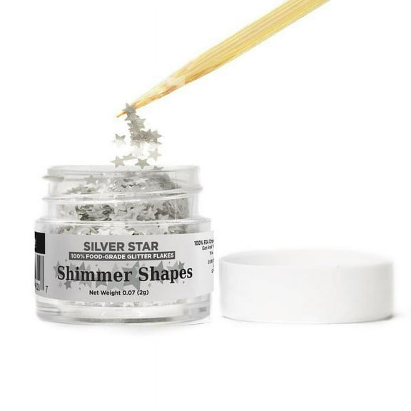 Silver Star Edible Shimmer Shapes - 2g Jar