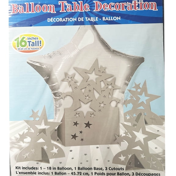 Silver Star Mylar Balloon Table Decoration Kit (5pc)