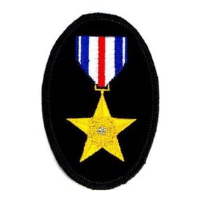 Silver Star Ribbon Veteran Oval Embroidered Military Patch Iron Sew PWPM5013