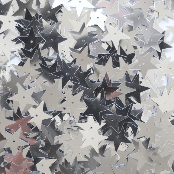 Silver Star Sequins 15mm Shiny Metallic Made in USA