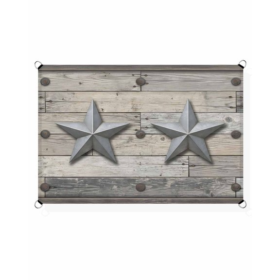 Silver Star Sun Shade Sail 6.5'X10' Vintage Wood Board Rustic Industrial Abstract UV Block Outdoor Sail Shades Breathable Waterproof Rectangular Sunshade for Patio Garden Pool Pergola Porch