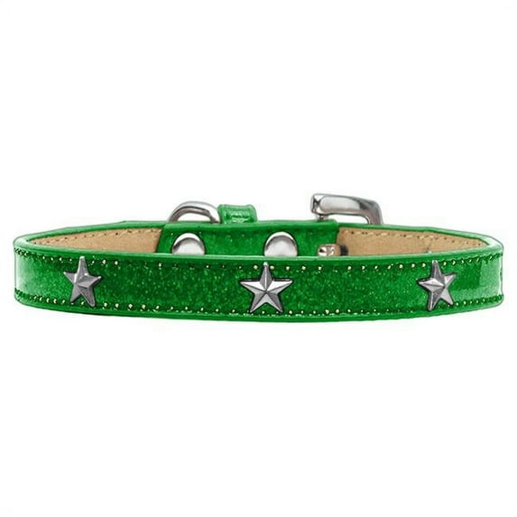 Silver Star Widget Dog Collar, Emerald Green Ice Cream - Size 14