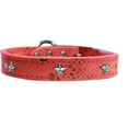 thumbnail image 1 of Silver Star Widget Dragon Skin Genuine Leather Dog Collar Size Size 24 Red, 1 of 2