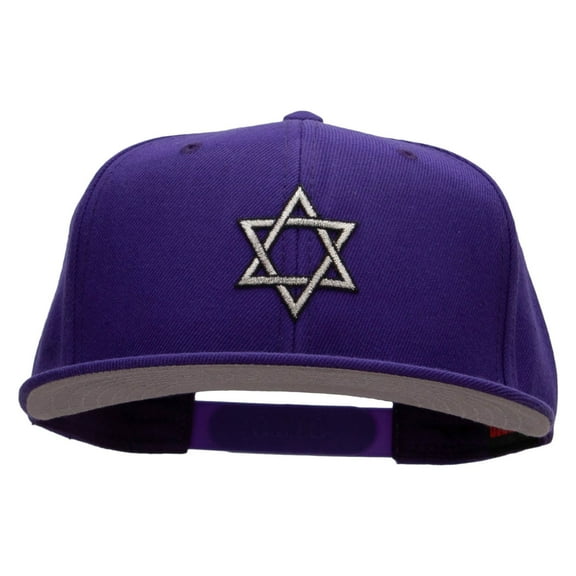 Silver Star of David Patched Wool Blend Pro Style Snapback - Purple OSFM