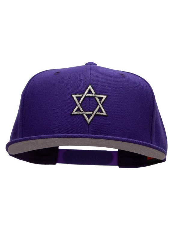 Silver Star of David Patched Wool Blend Pro Style Snapback - Purple OSFM