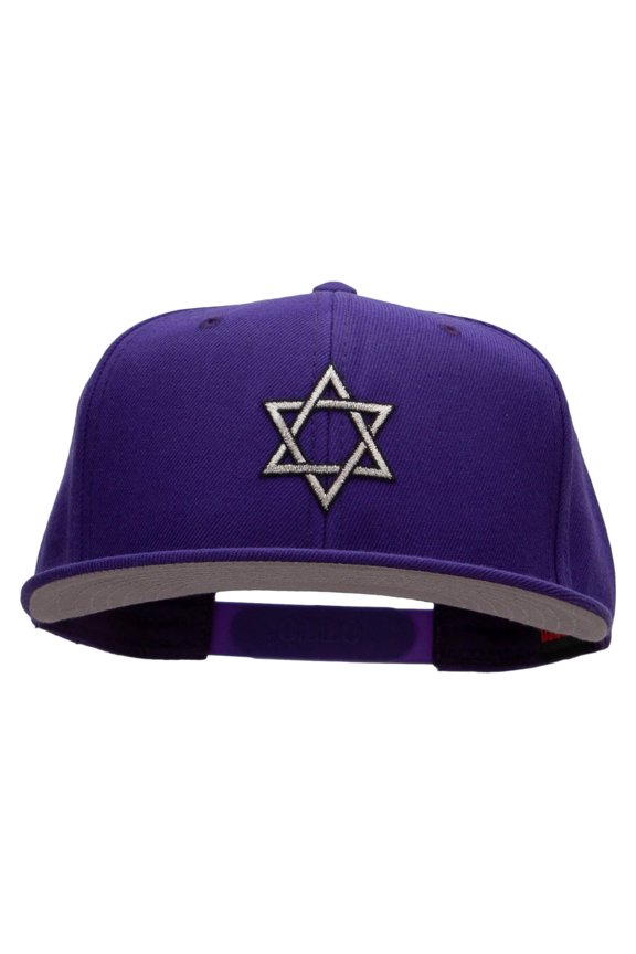 Silver Star of David Patched Wool Blend Pro Style Snapback - Purple OSFM