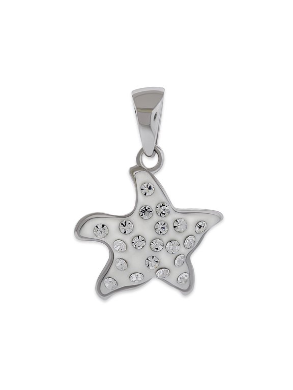 Silver Starfish Necklace with Cubic Zircornia Stones - 925 Sterling Silver - Adjustable Silver Necklace 16-18 Included!