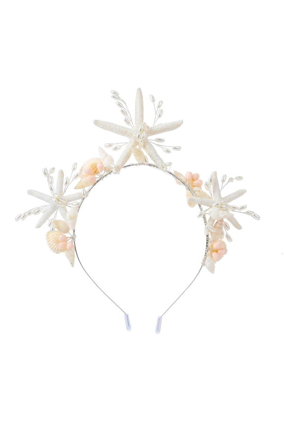 Silver Starfishes Seashells Pearls Hairband For Women Girls Costume Party Accessory