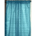 thumbnail image 1 of Silver Stars on Sheer Tinted Organza Solid Single Curtain Panel 58 Inch Wide Turquoise, 1 of 1
