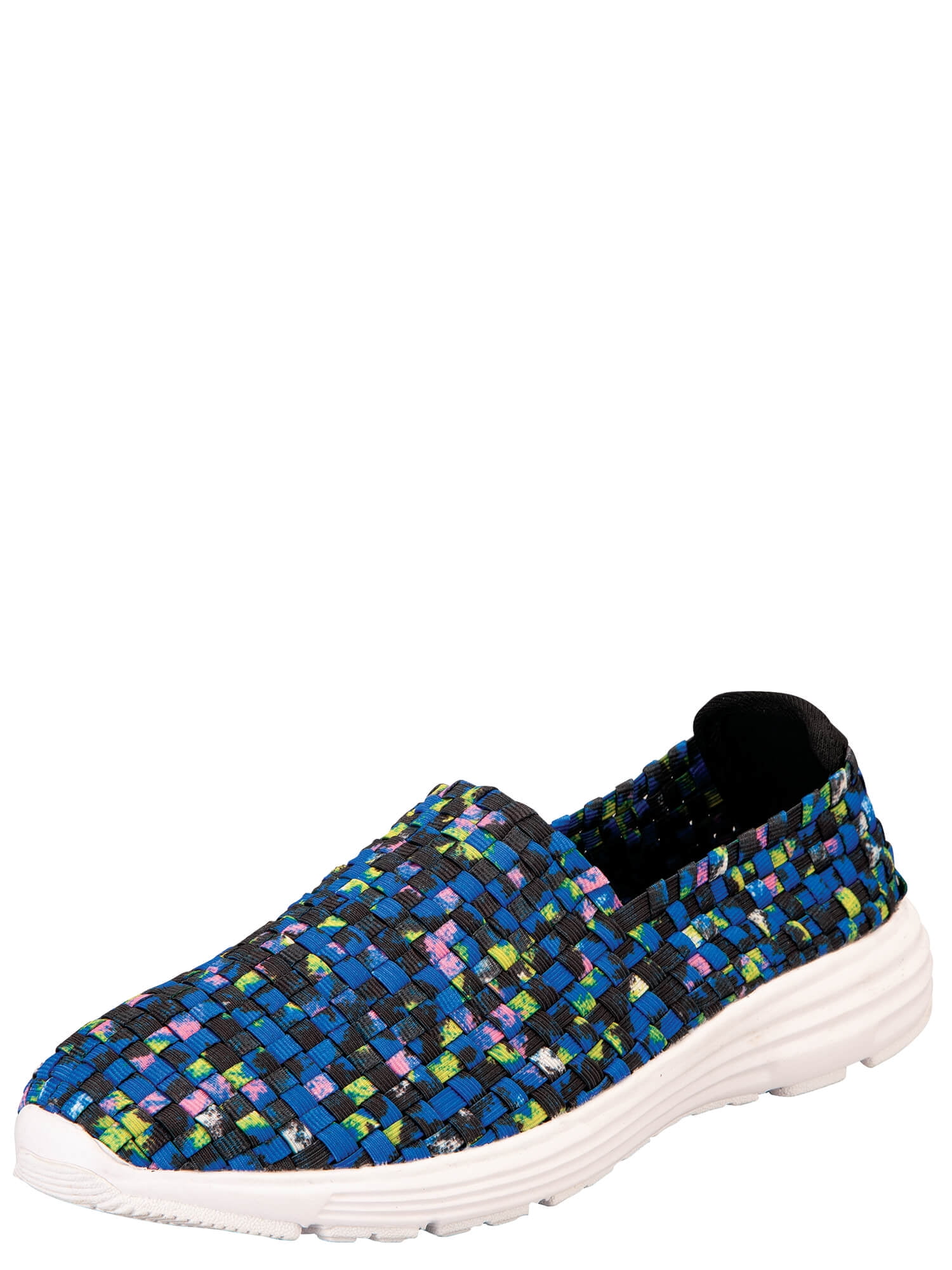 Silver Steps Comfort Flex Memory Foam Walking Shoe Women s Slip On Sneaker Blue Print Size 7 Walmart