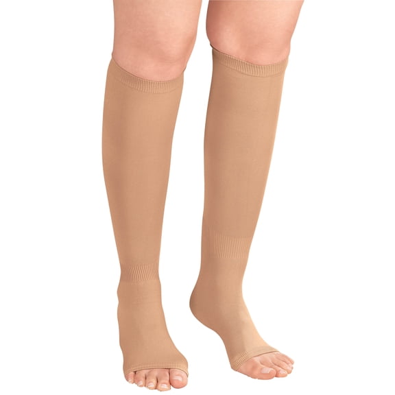 Silver Steps Compression Open Toe Knee Highs, 20-30mmHg - 3XL, Beige