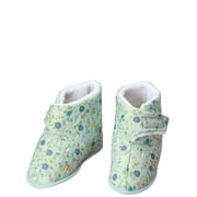 Silver StepsTM Edema Booties Womens, Hook and Loop Strap, Non-Slip Vinyl Bottom, Polyester - X-Large, Blue Foral