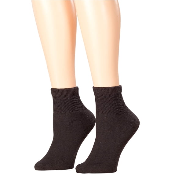 Silver StepsTM Quarter Cut Diabetic Socks, 3 Pair, Black, Large