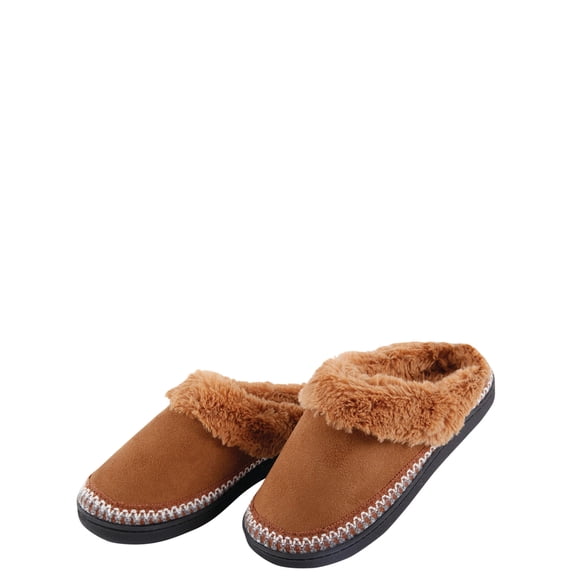 Silver StepsTM Fireside Comfort Scuffs Ladies, Made with Faux Suede Upper, Memory Foam, Slip Resistant - Beige, Size Medium