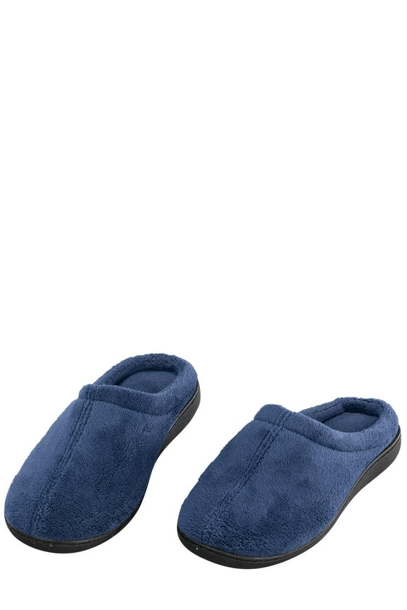 Silver StepsTM Footlight Slippers, Built-In LED Lights - Blue, Size Medium