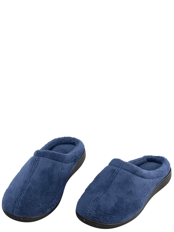 Silver StepsTM Footlight Slippers, Built-In LED Lights - Blue, Size XL