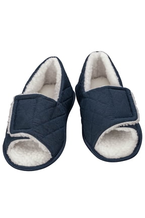 Silver StepsTM Open Toe Edema Slippers Mens, Navy Blue, L