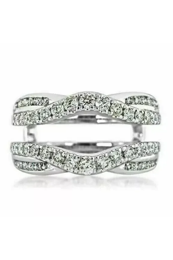 Silver Sterling 925 Ring Wrap Guard Enhancer Moissanite White Cut Round Ct 2.50