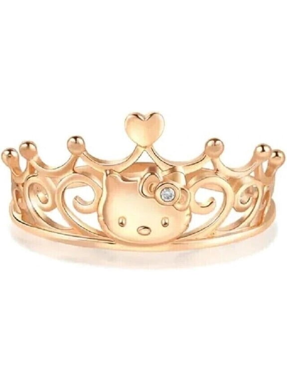 0.10Ct Round Cut Cubic Zirconia Wedding Hello Kitty Ring 14k Rose Gold Finish
