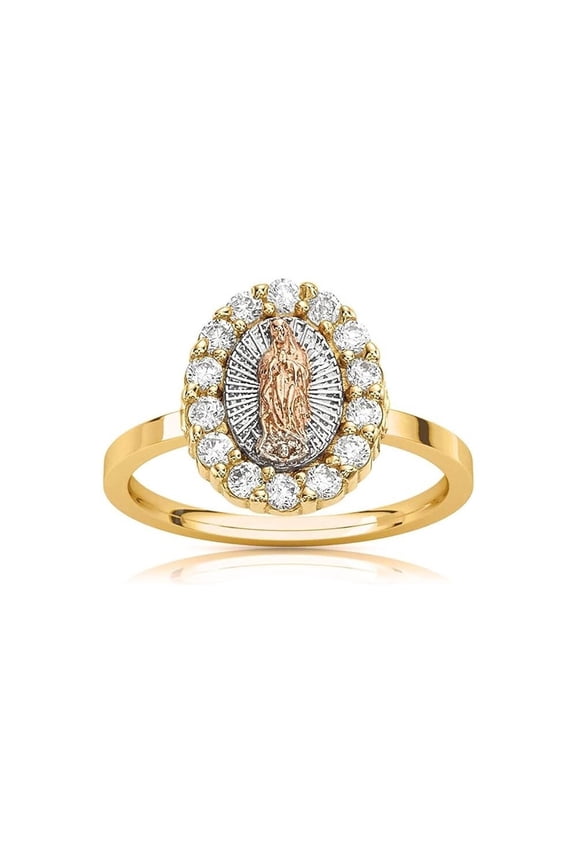 14K Gold Plated CZ Lady of Guadalupe Virgin Mary Religious Ring
