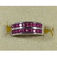 thumbnail image 1 of Silver & Stone Jewels 14K White Gold Finish Round Cut Pink CZ Double Row Channel Set Band Ring, 1 of 3