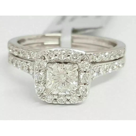 Silver & Stone Jewels 14K White Gold Plated Princess Cut Cubic Zirconia Bridal Wedding Ring Set for Women
