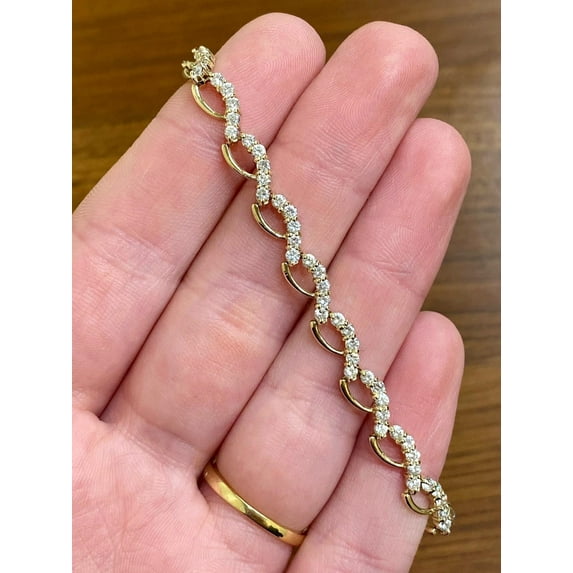 Silver & Stone Jewels 14K Yellow Gold Finish Silver Women's Tennis Bracelet Round Cut Cubic Zirconia