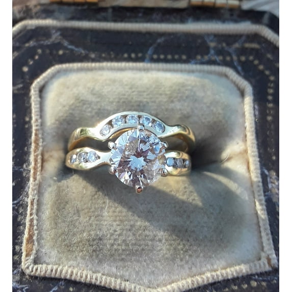 Silver & Stone Jewels 14k Yellow Gold Finish Round Cut Cubic Zirconia Exclusive Band Ring Set