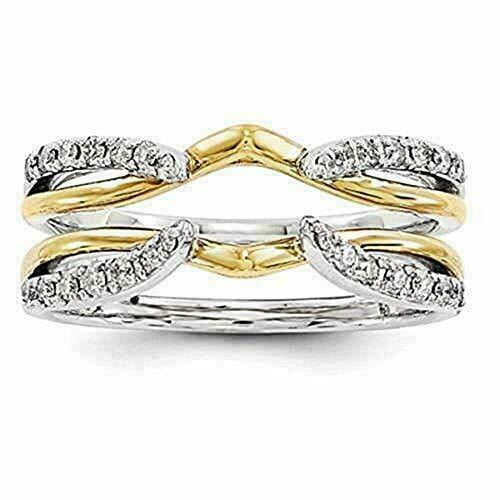 Silver & Stone Jewels 1Ct Round Cut Cubic Zirconia Wrap Ring Guard Enhancer 14K Two Tone Gold Plated