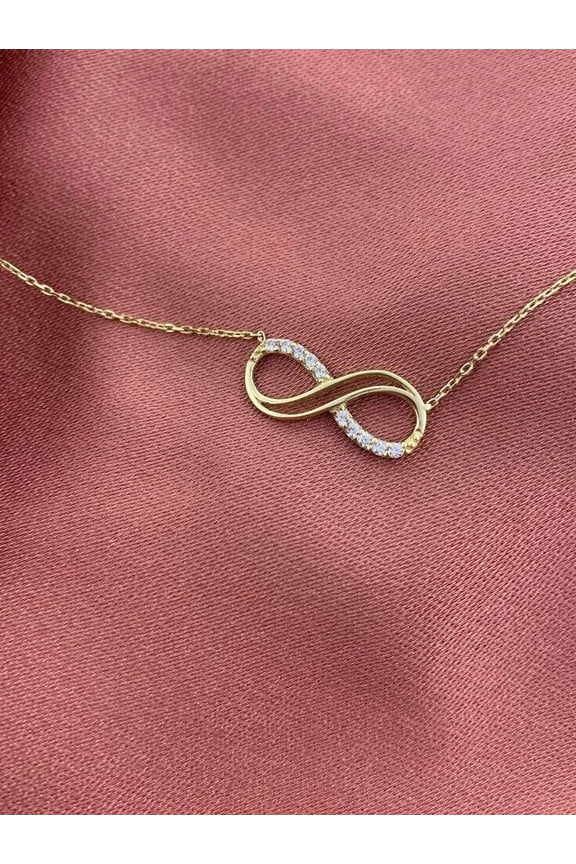 2 Ct Round Cut Cubic Zirconia Infinity Shape Pendant In 14k Yellow Gold Plated