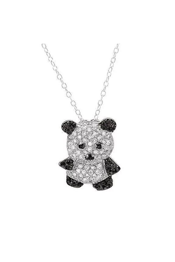 2 Ct Round Cut Cubic Zirconia Women Panda Pendant In 14k White Gold Plated