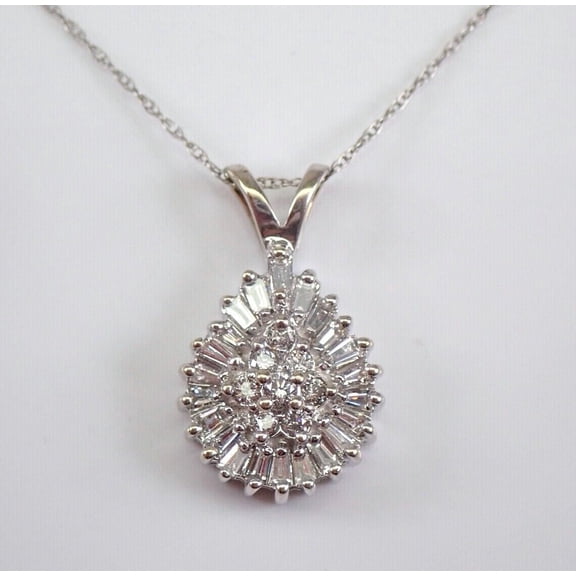 Silver & Stone Jewels 2Ct Round Cut Cubic Zirconia Teardrop Cluster Pendant 14K White Gold Finish